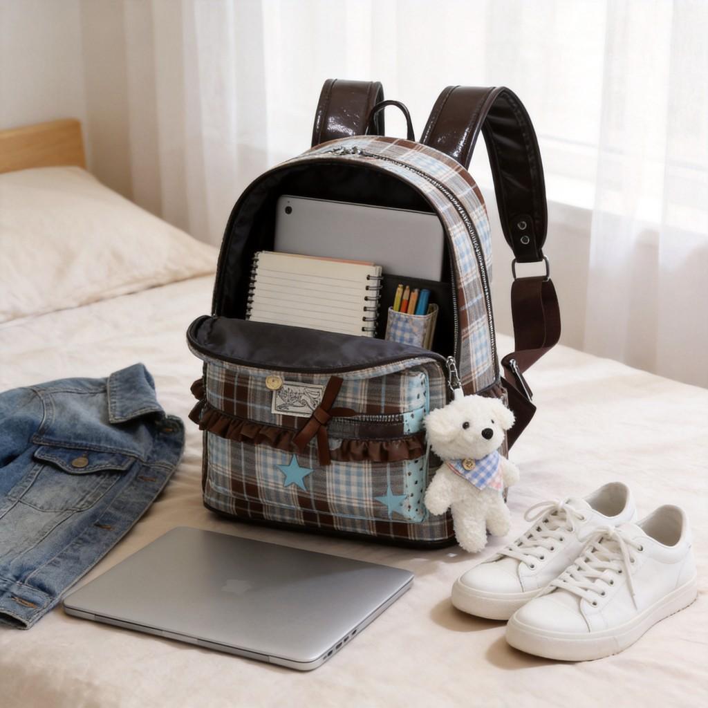 Pu Fashion College Style Backpack With Lace Detailing For Casual Daily Use