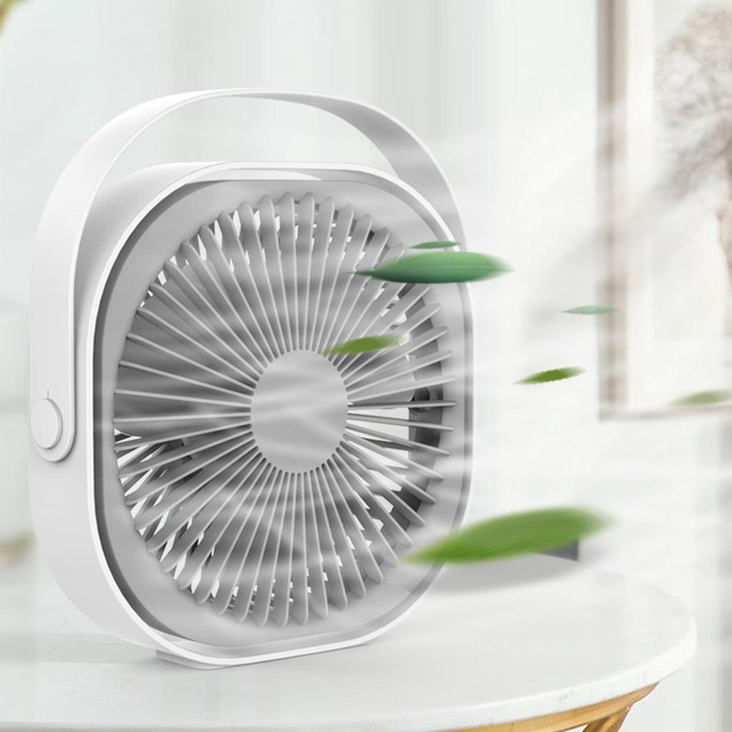 Small Desk Fan 6 Inch Quiet Mini Portable USB Rechargeable Desktop Fan for Home and Office White