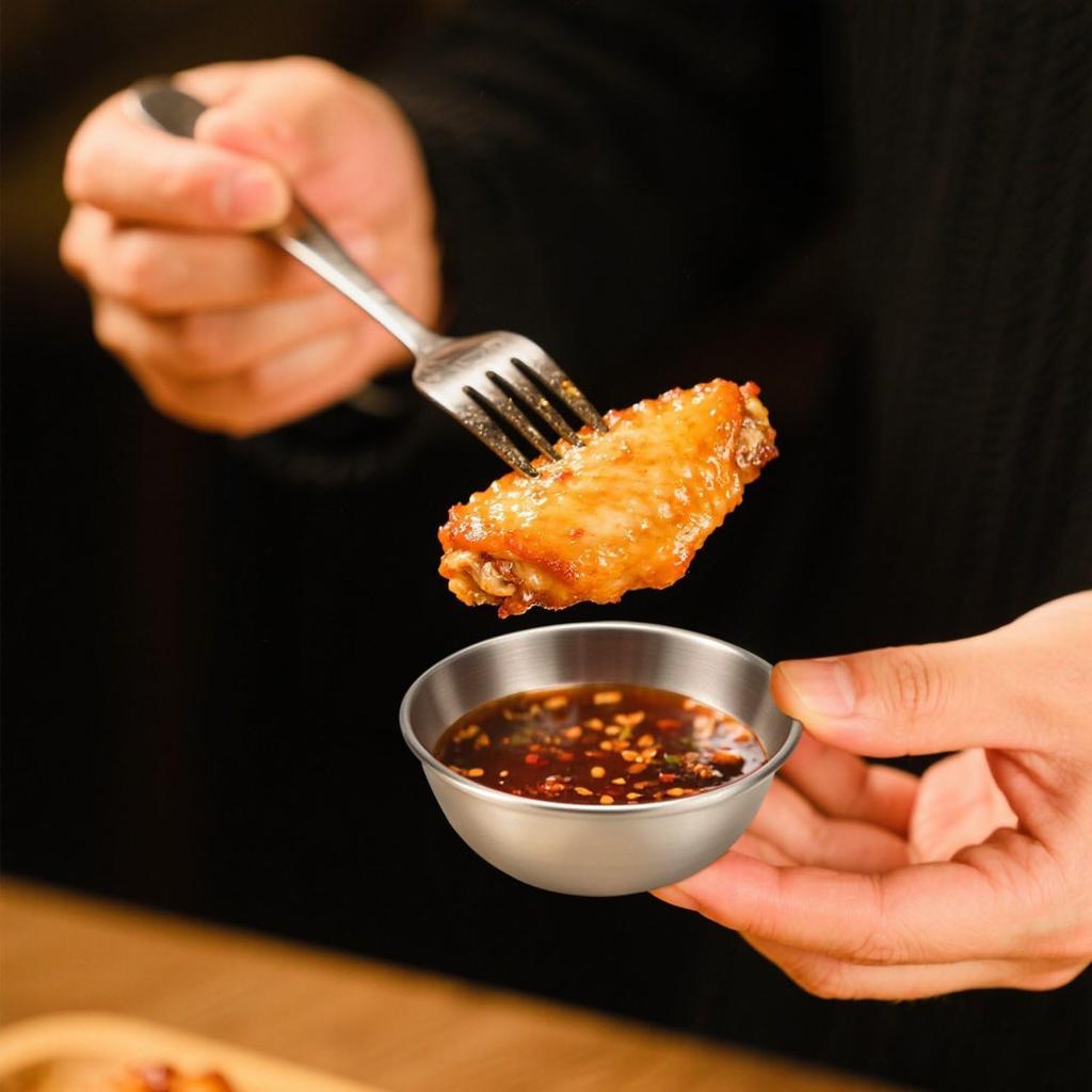 6 Pack Stainless Steel Dipping Sauce Bowls, Individual Round Pinch Bowls for Sides and Sushi, Small Prep Containers for Ingredients