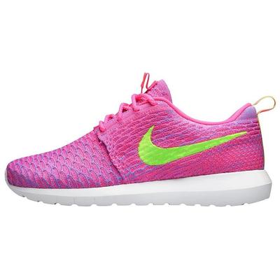 Roshe Run Flyknit Pink Flash Flash Lime Club Pink 677243-601