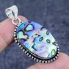 Natural Abalone Shell Gemstone 925 Sterling Silver Jewelry Pendant 2.05" U4g23