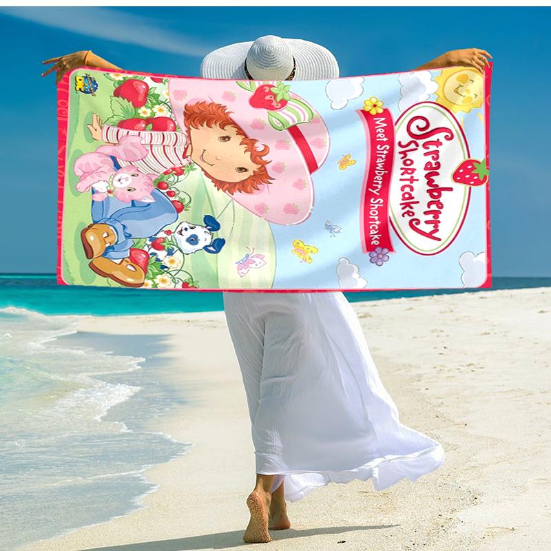 1pc Strawberry Princess3 Beach Towel, Comfortable and Thick, and Swimming/Bath/Picnic/Camping Towel, Suitable for Seaside Beaches