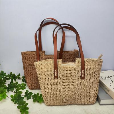 Summer Straw Bag Seaside Vacation Beach Woven Bag Large Capacity Shoulder Tote Bag