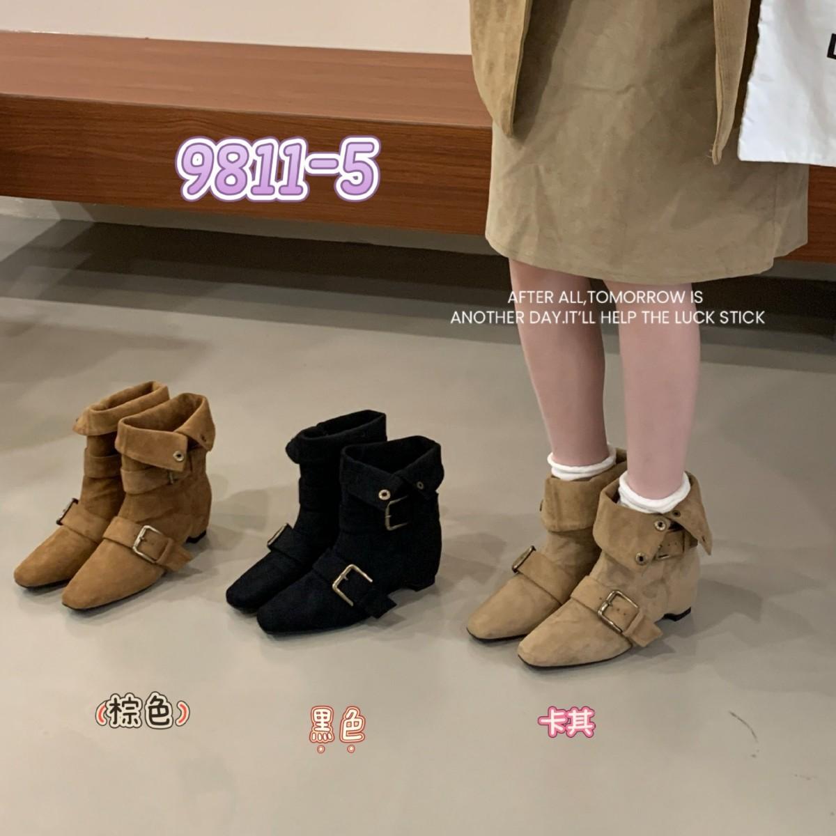 

2025 autumn and winter new square head belt buckle thick heel low tube thin button Martin fashion women s short boots 39 хаки