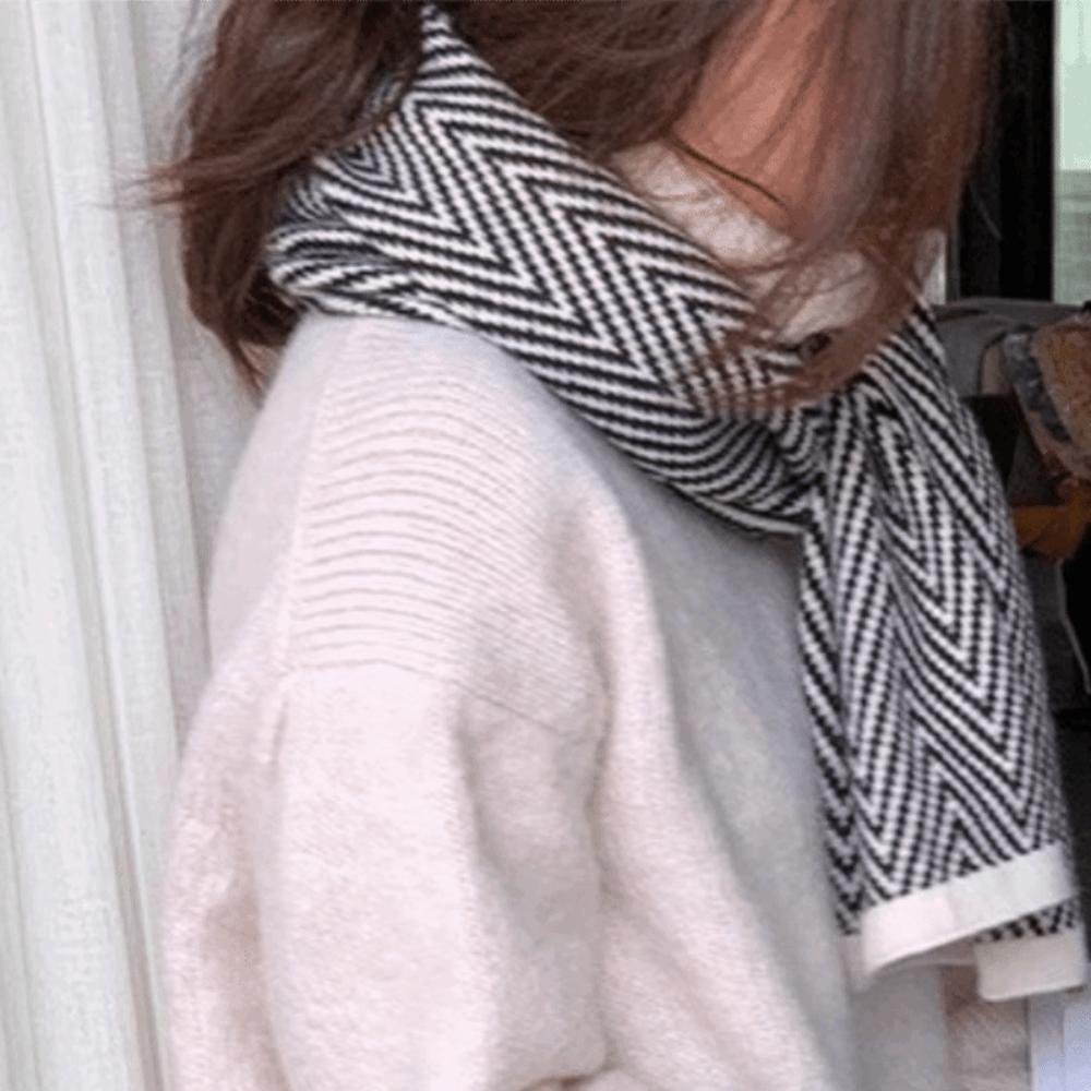 Plush Winter Cashmere Scarves Striped Long Shawl Elegant Imitate Cashmere Scarf  Student