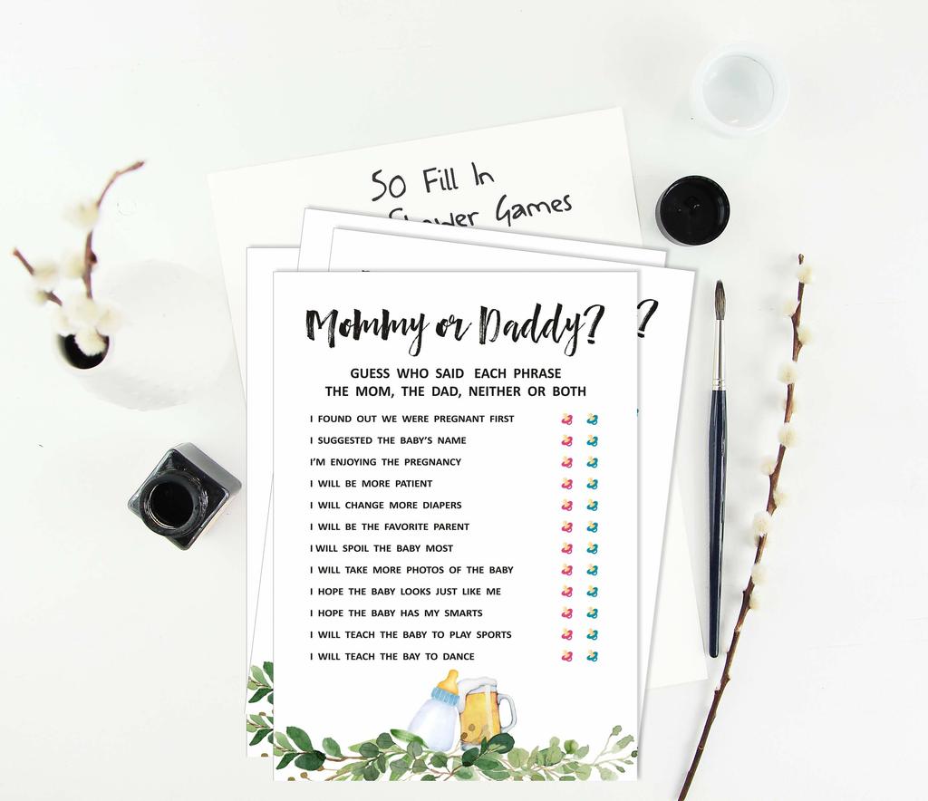 Inkdotpot Who Said it Game Mommy Or Daddy 50 Sheet Fun Baby Shower Game Cheers Gender Neutral Party Supply-8443