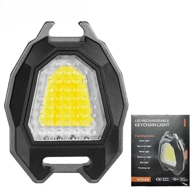 Intelligent EDC Flashlight Type-C Rechargeable Magnet Work Light with Hat Clip Warning Light Outdoor Camping Running Lighting