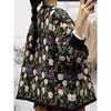 Sweaters Flower Coat Cardigan Autumn Women Print O-Neck Bat Sweaters Knitting Loose Sweater Green