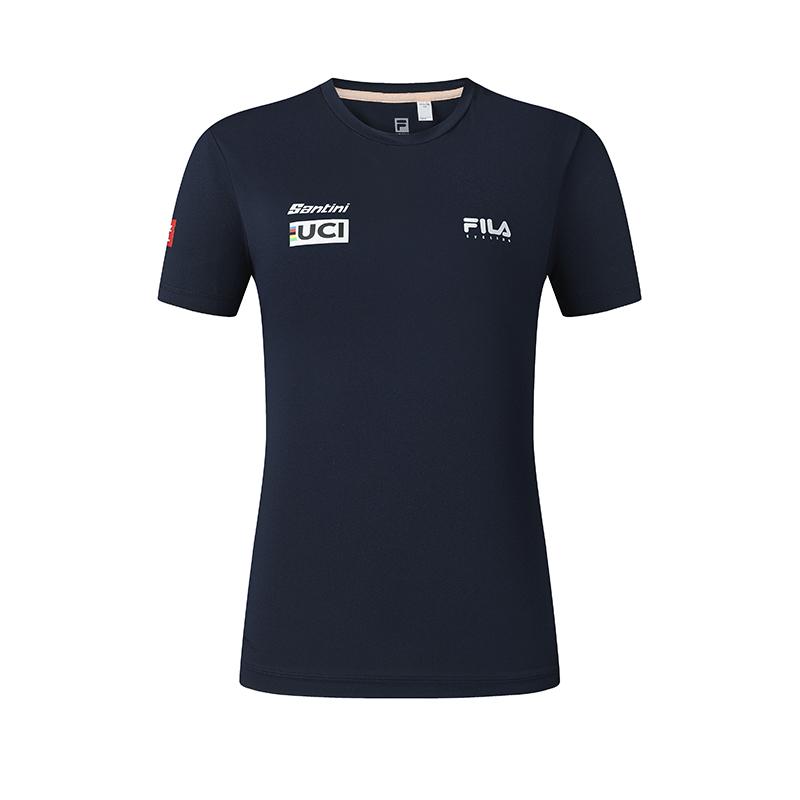 FILA Cycling Sports Leisure Fashion Comfortable Minimalist Trendy Short Sleeve Regular T-Shirt Women Tops Gem-Deep-Blue A11W528110F-DB