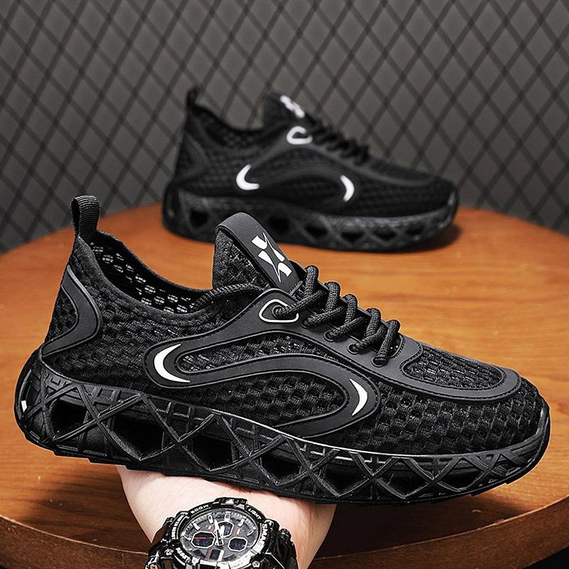 

Мужская обувь большого размера 45, летняя дышащая сетчатая обувь с полыми отверстиями, мужские спортивные и повседневные кроссовки для бега с увеличением роста 45
