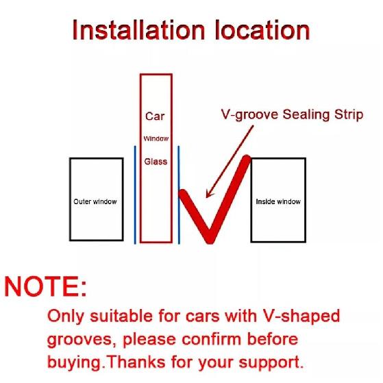13Ft Car Window Seal Strip Weather Stripping Seal Universal Auto Rubber V-Shape