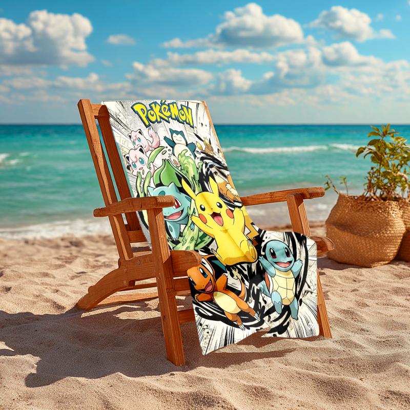 Pokémon beach towel Outdoor camping Beach towel for vacation swim Outdoor pool Absorbent bath towel