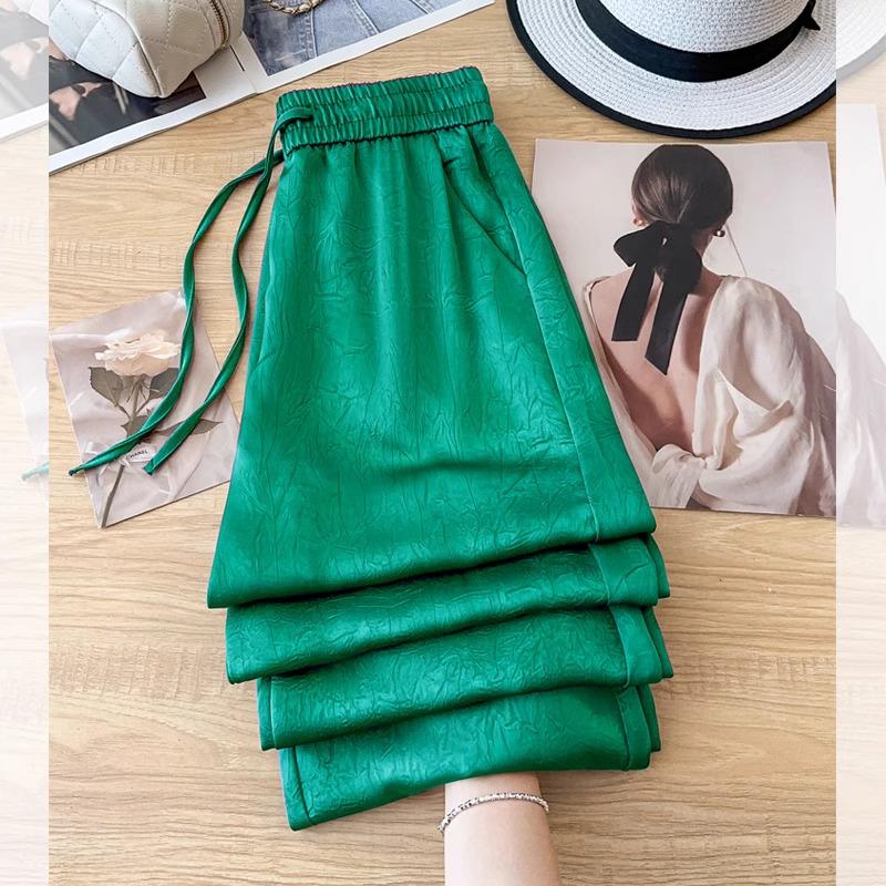 Pink Printed Wide-Leg Pants for Women - Spring/Summer 2025: Comfortable, Versatile, Sun Protection, Casual Style