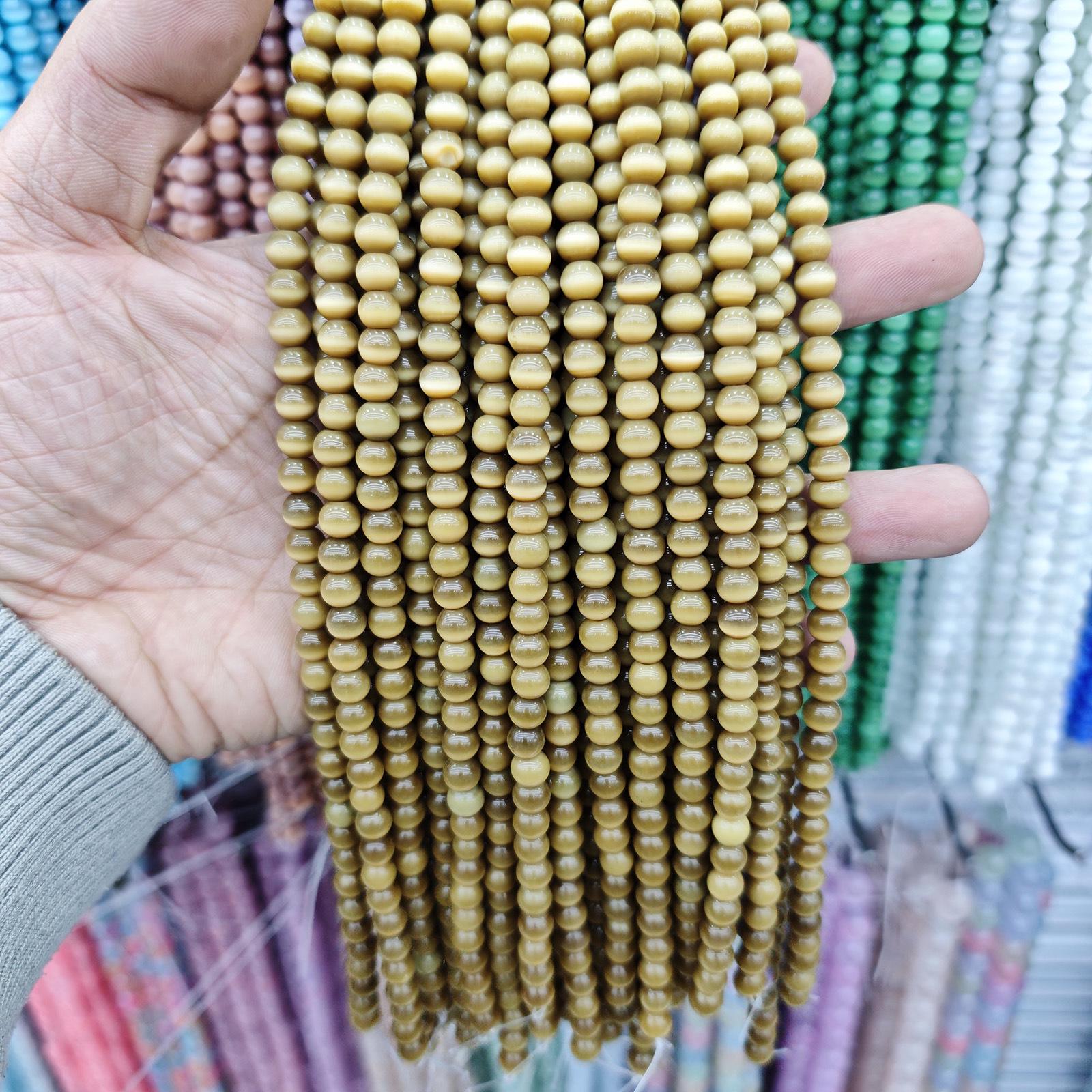 

Cat s Eye Luminous Round Beads: 6/8/10mm DIY Jewelry Accessories, Opal Gypsum Semi-Finished Stones. 8mm 47 beads approx.