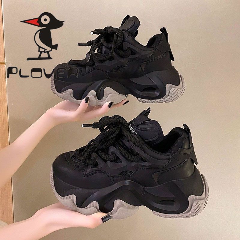 

Толстоподошвенные увеличивающие рост кроссовки для папы женская обувь осень 2025 новая легкая дышащая обувь женская юбка модные спортивные туфли 40 чёрный