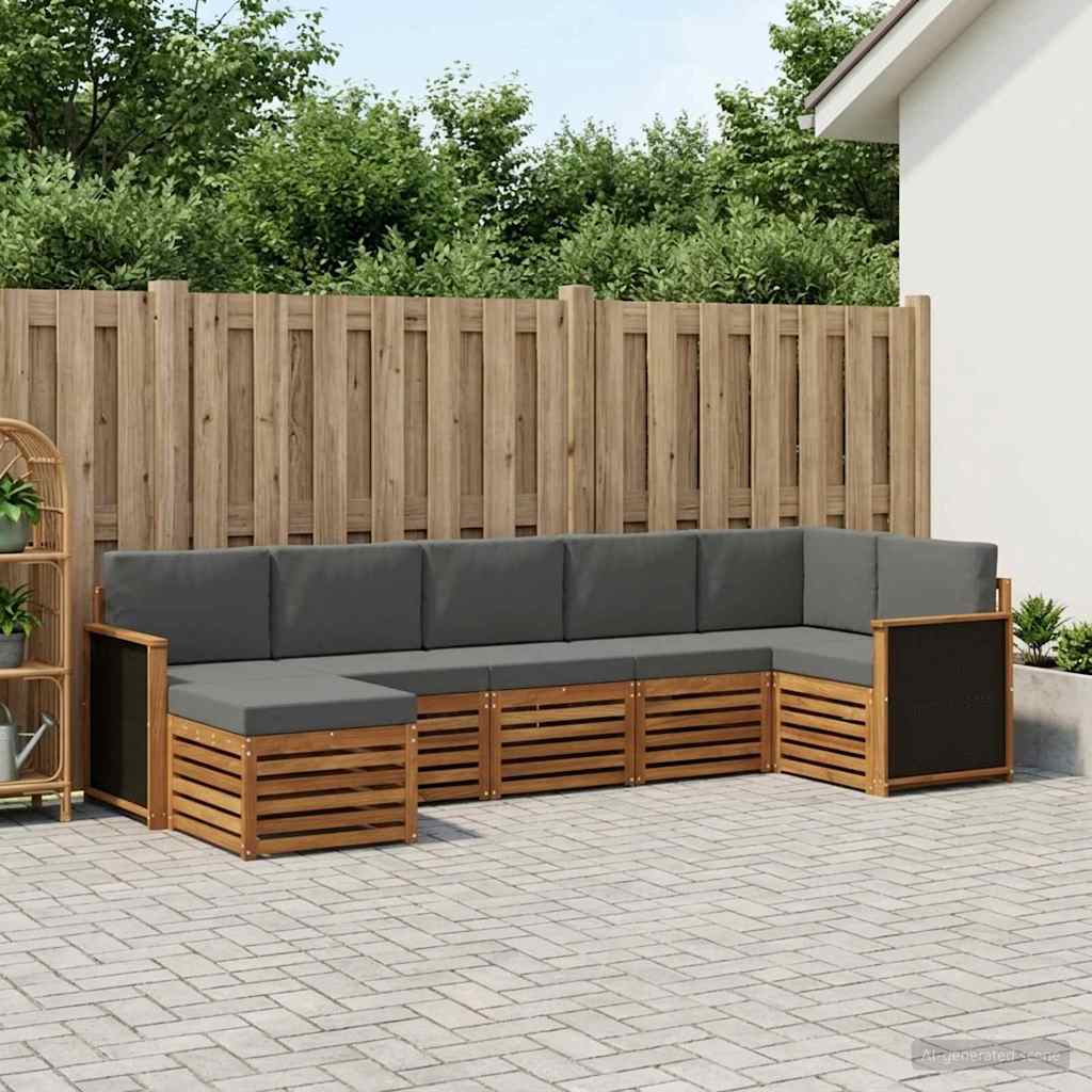 Corner Sofa Set with Cushions 6 pcs Natural and Anthracite