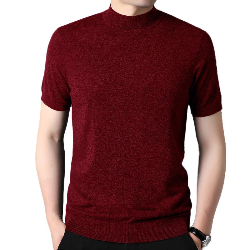 

ROMON Men s 100% Wool Short Sleeve Semi-High Collar Sweater 2XL