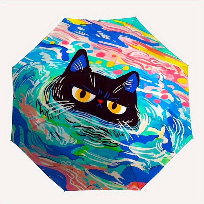 

1pc Cat SwimmingAutomatic Open/close, All-Season Portable Folding Umbrella for Friends, Travel, Everyday, Events - Compact Parasol, Outdoor