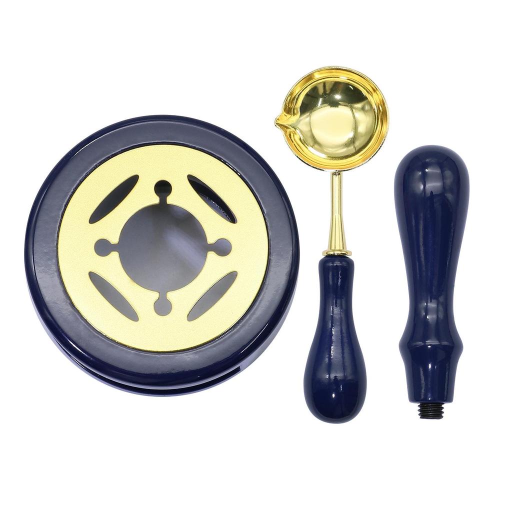 Wax Seal Melting Furnace Set with Handle & Spoon - Wooden Granule Furnace for Crafting