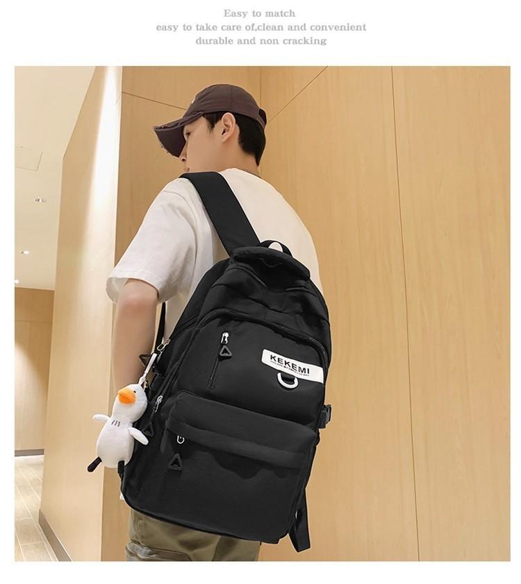 Large Capacity Nylon College Style Backpack For Men And Women High School Students Couples White