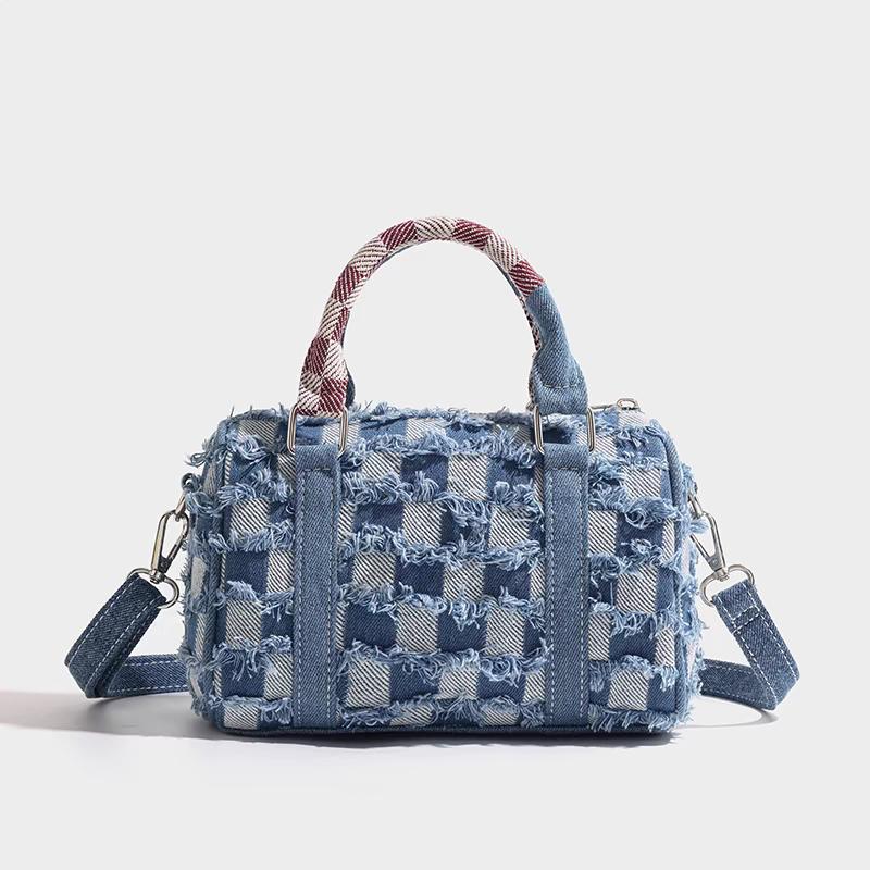 Spring Summer Alien-Inspired Denim Pillow Bag - Spacious Underarm Tote with Premium Metal Chain for Streetwear & Daily Use