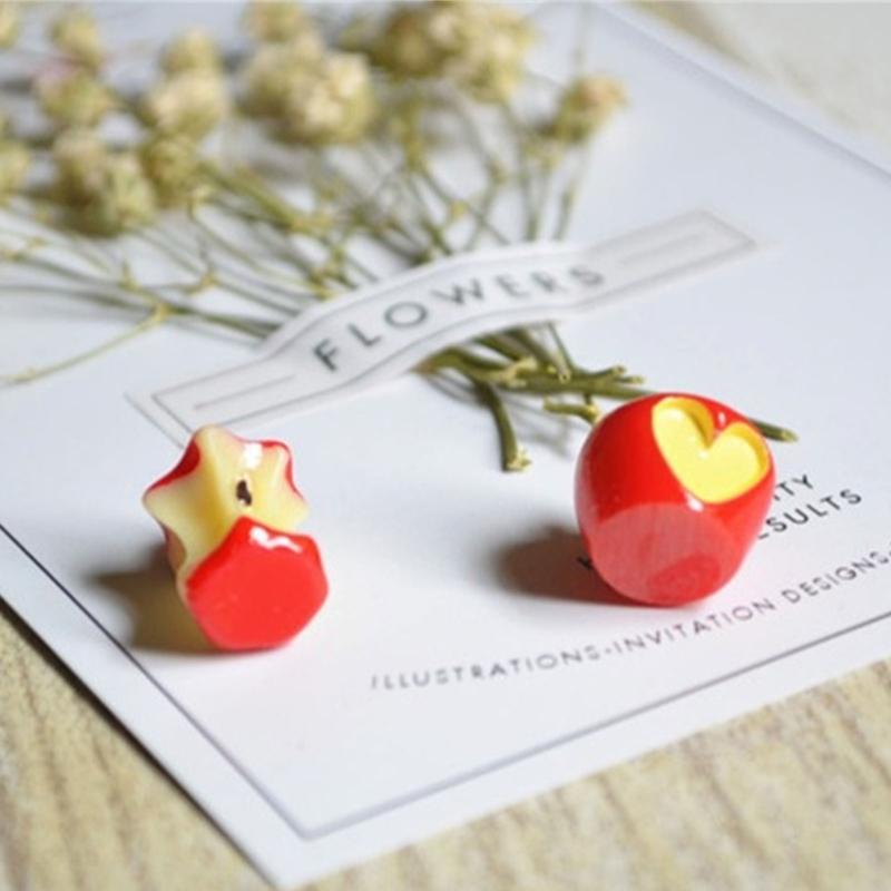Stylish Red Apples Core Shaped Resin Jewelry Piece Accessories Perfect for Daily Wear, Parties, or as a Romance Gift
