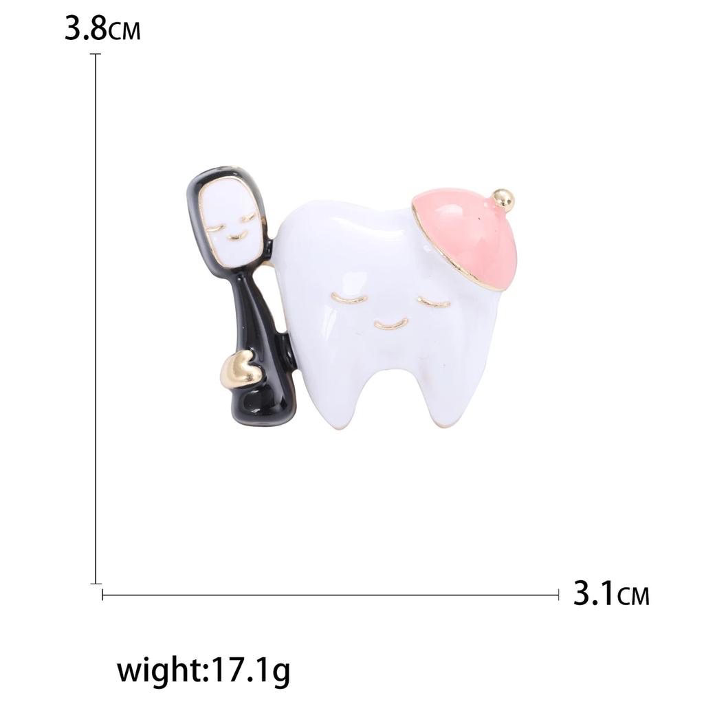 Enamel Teeth Pin for Women Unisex Rhinestone Cartoon Tooth Brooch Event Party Backpack Decoration Clothes Accessories