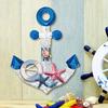 Nautical Wooden Wall Decor Vintage Blue White Coastal Wall Art with Starfish for Beach Theme Bathroom Living Room Bedroom Decor