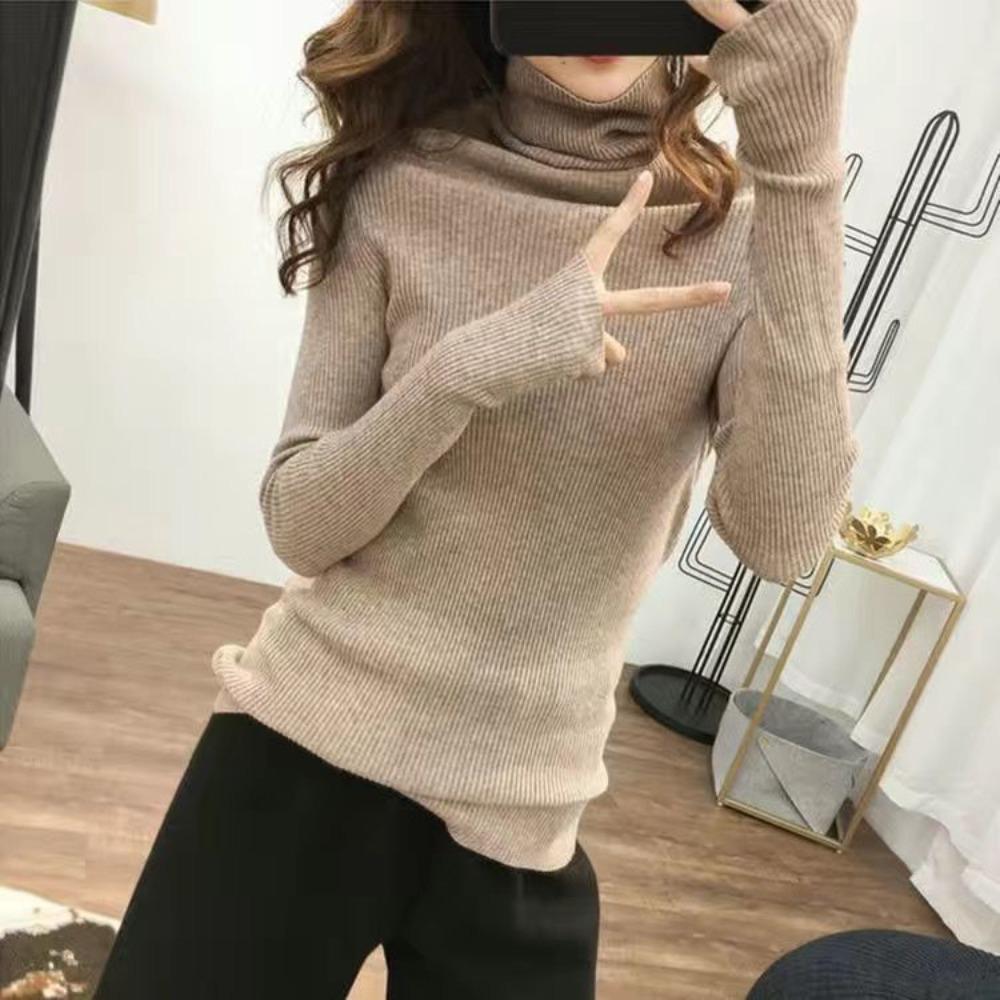 

Autumn and Winter High-neck Knitted Sweater for Women, Stylish Tight Base Sweater, High-end Soft and Soft Inner Layer Top One size