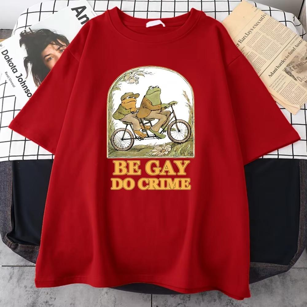 Buď gay, rob zločin Potlačené pánske bavlnené tričká Ležérne celoplošné s krátkym rukávom Vintage kreativita Okrúhly výstrih Top Pánske tričko Oblečenie