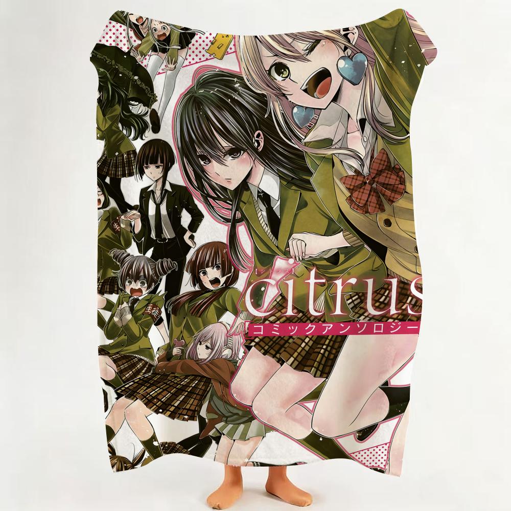 Anime H Hot C Citrus Throw Flannel Throw Blanket Suitable for Sofa Living Room Bedroom