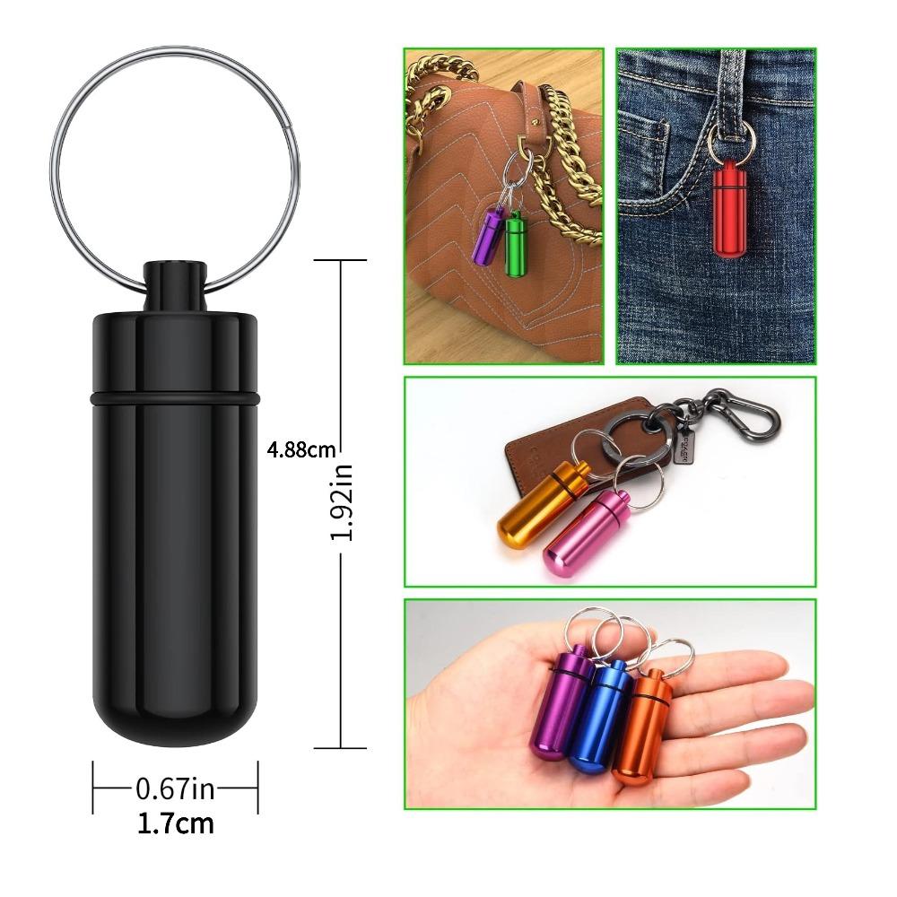 New Premuim Portable Mini Waterproof Aluminum Pill Box Cases Container Organizer Storage for Vitamin Fish Oils Keychain Earplug