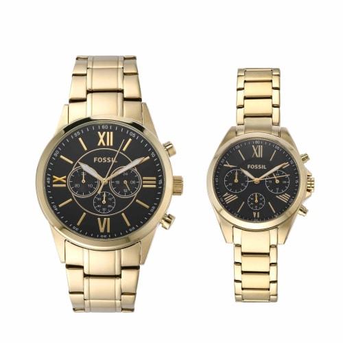 

Men s & Women s Chronograph Gold-Tone Stainless Steel Watch Gift Set