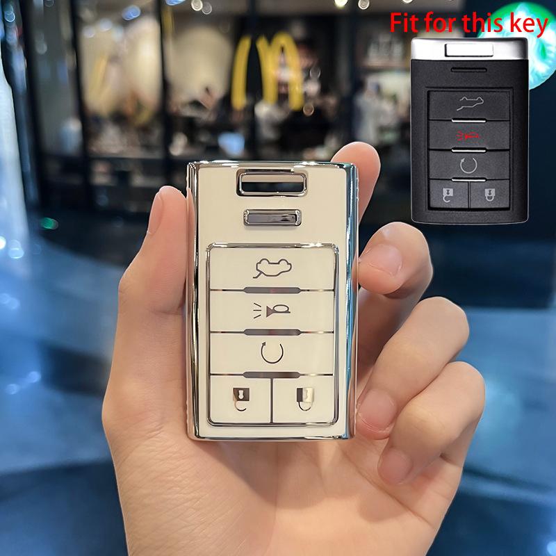 

Чехол для ключей из ТПУ для Cadillac CTS ATS XTS SLS SRX XLS DTS STS Seville Chevrolet C7 Corvette Shell Fob Key Case белый