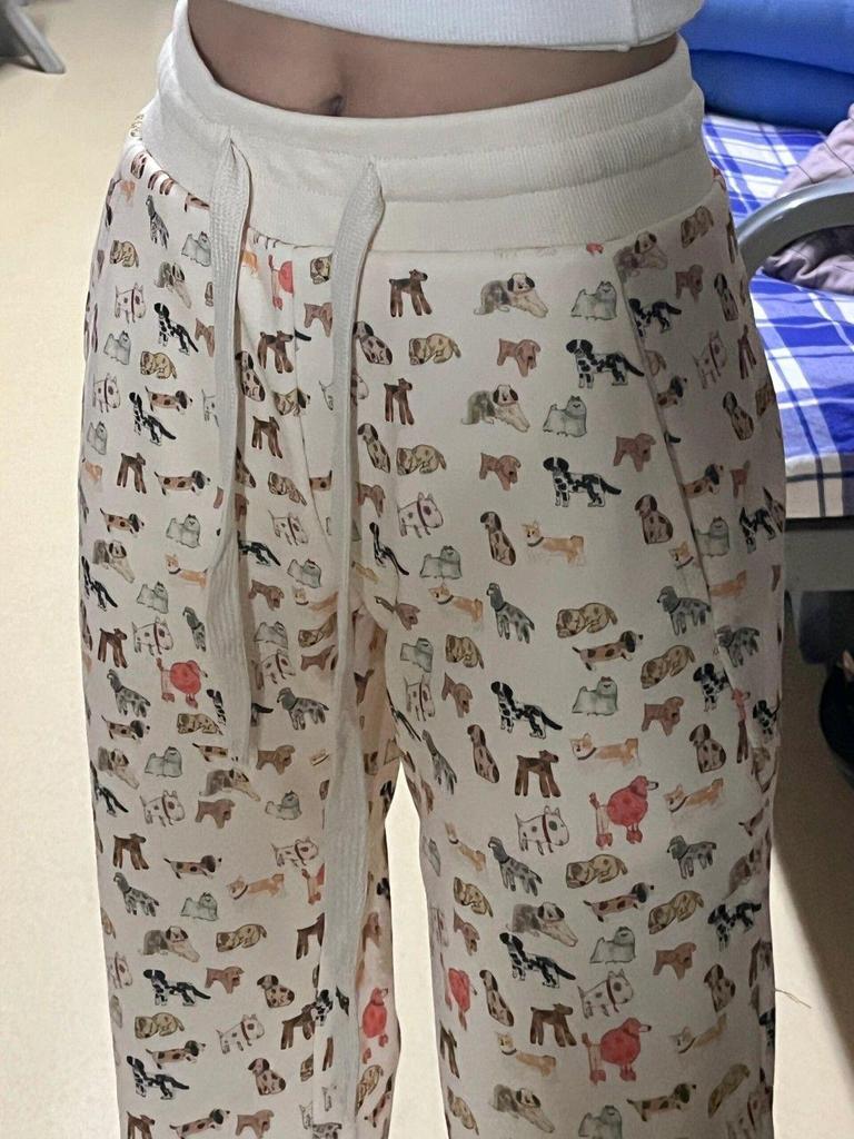 Plus Size High Waist Puppy Print Flare Pants - L To 6XL