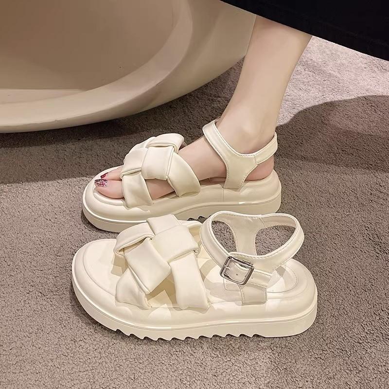 

Beautiful fairy style platform sandals female summer wear fashion with skirt new French muffin Roman shoes 40 белый
