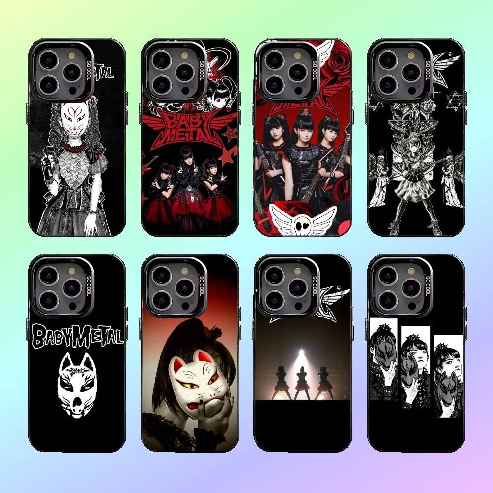Rock Band B-Babymetal Phone Case For iPhone17,16,15,14,13,12,11 Colored Silver Plated Inside Cover