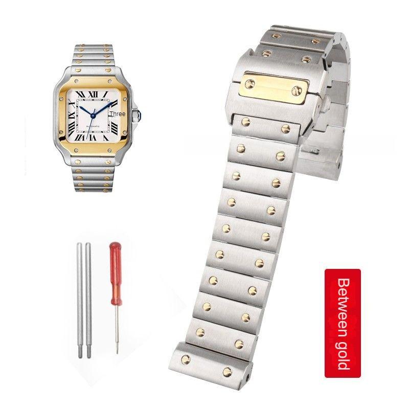 ONE20mm 23mm Massives Edelstahl-Uhrenarmband für Cartier WSSA0009 Santos 100 Hochwertiges Armband Santos100 Herren-Gold-UhrenketteMN