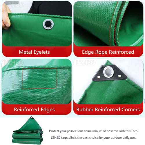Heavy-Duty Tarp, 1.5x2 m, 500g/m?, Waterproof Fabric, Flood Protection, Typhoon Protection, Flooding, Rain, and Flooding, LXX94W, Green