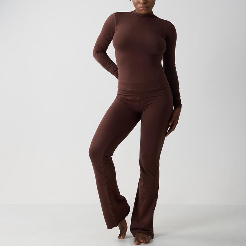 Cross-border Cotton-Modal Nude Yoga Suit: High-Waist Long Sleeve Fitness & Casual Sportswear Set