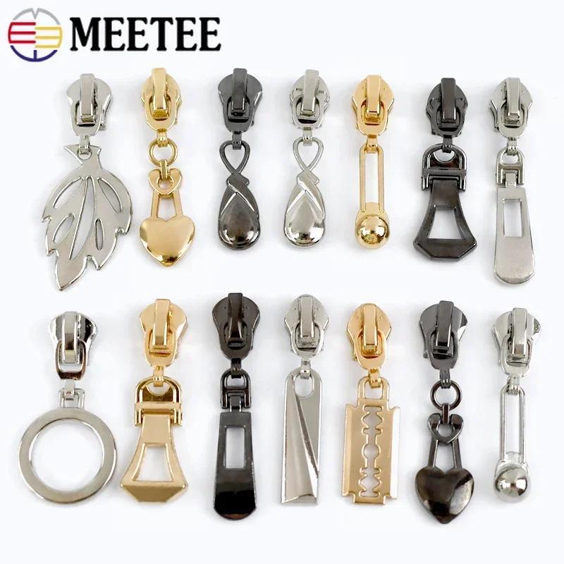 5/10Pcs Meetee 5# Zipper Sliders for Metal Nylon Resin Zips Clothes Bag Zippers Pull Head Repair Kit Garment Sewing Accessories