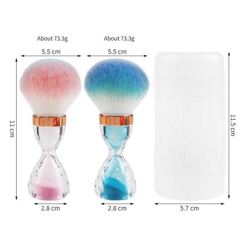 Pędzelek do pyłku do zdobienia paznokci z uchwytem w kształcie klepsydry do usuwania pudru Miękki pędzel do czyszczenia paznokci do manicure Akcesoria do paznokci żelowych Narzędzie