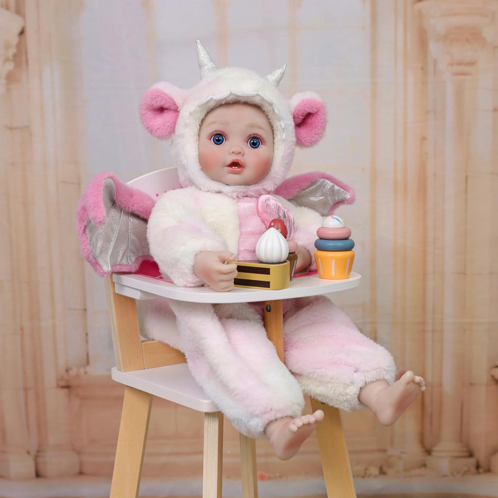 Cloveray Reborn Handgemachte Neugeborenen Realistische Baby Puppe mit Drachenstoff Vinylarme und Magnetischem Geburtstag Geschenk 18-Zoll Puppe, Puppe, Kleidung, Körper, Beine,