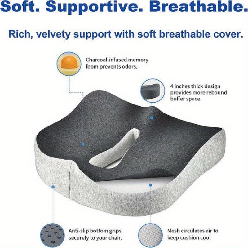 Seat Cushion For Long Sitting Hours On Office/Home Chair, Car, Wheelchair -Memory Foam For Hip, Tailbone, Coccyx, Sciatica CDN