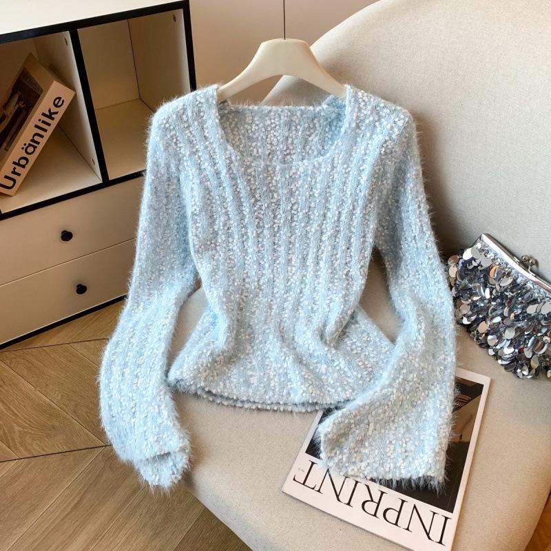 Soft Fluffy Korean-Style Hollow Out Loose Sweater for Women - Autumn/Winter Lazy Vibe