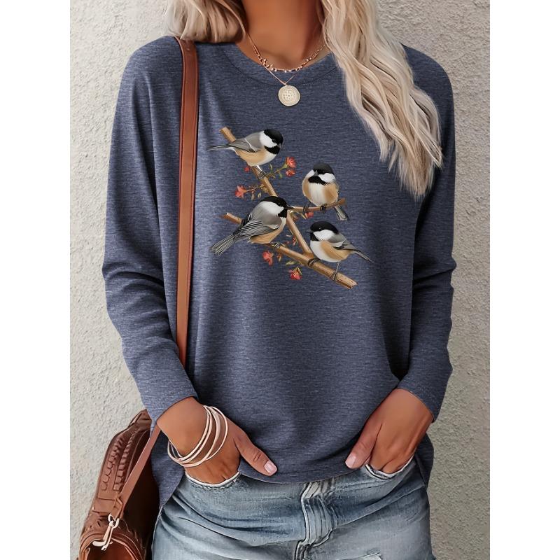 Women's Fashion Retro Elegant Round Neck Long Sleeve T-Shirt