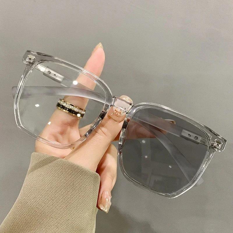 Ultra Light Square Photochromic Myopia Glasses for Women Large Frame Polygonal Myopia Eyewear Anti Blue Light Near Sight Glasses