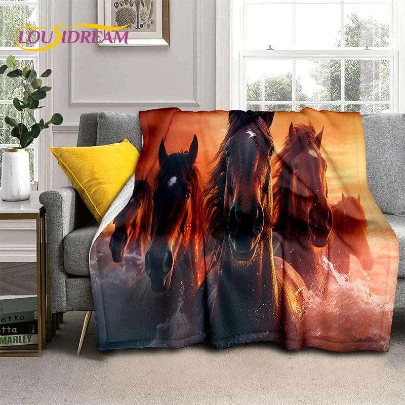 Horse Pentium Gallant Steed 3D Animal Blanket,Soft Throw Blanket for Home Bedroom Bed Sofa Picnic Travel Office Cover Child Gift
