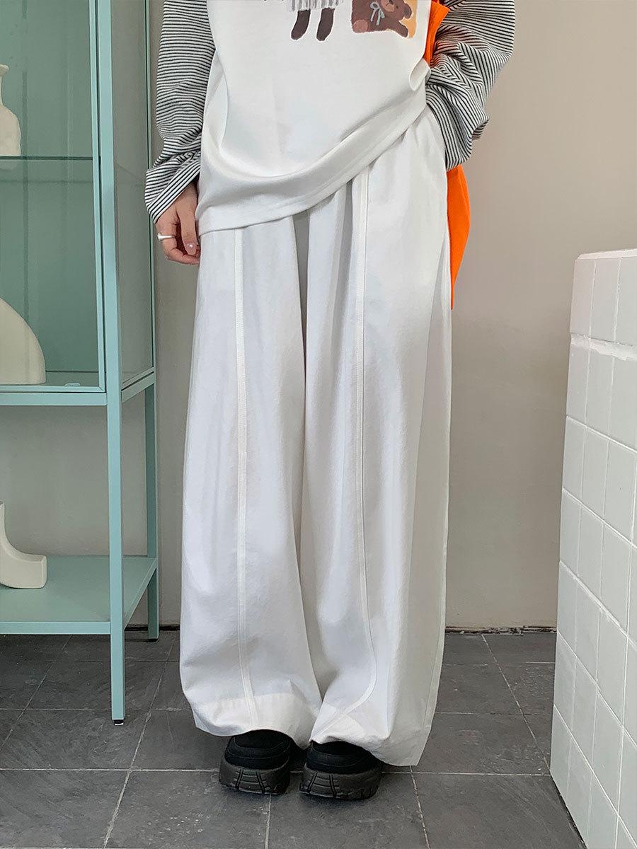 13th Row Spring/Summer Korean High Waist Straight Loose Casual Pants for Women One Size белый