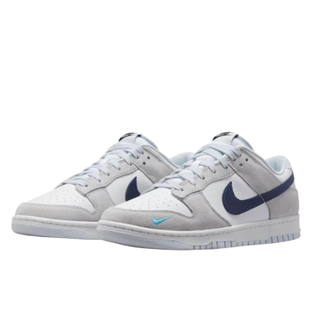 Nike Dunk Low White Grey Navy Aqua Mini Swoosh